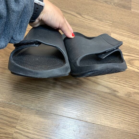 OOFOS OOahh Mens 12 W 14 Sport Flex Sandal Slide Black Strap Adjustable Unisex - Picture 6 of 10